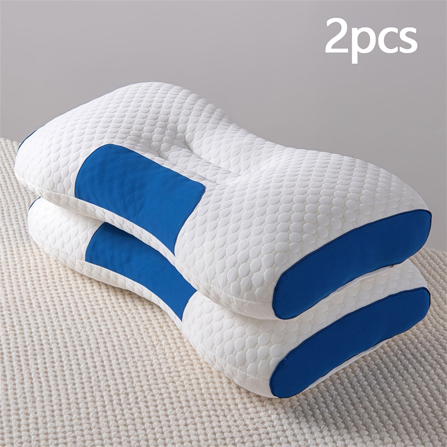 2pcs Ergonomic Neck Support Pillows – Adjustable Soft Knit Design, Reversible & Washable for Comfortable Sleep