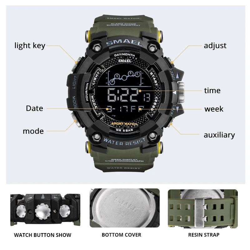 SMAEL SL-1802 Digital Watch with Backlight Function and Water Resistance