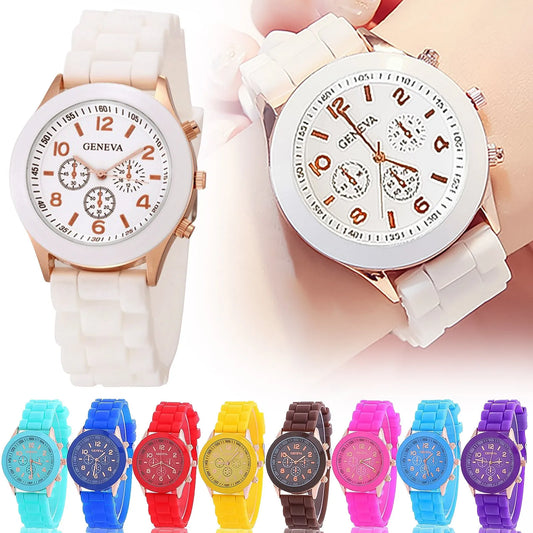 Elegant Women’s Watch - Ultra-thin Quartz, White Silicone Strap, Modern Design