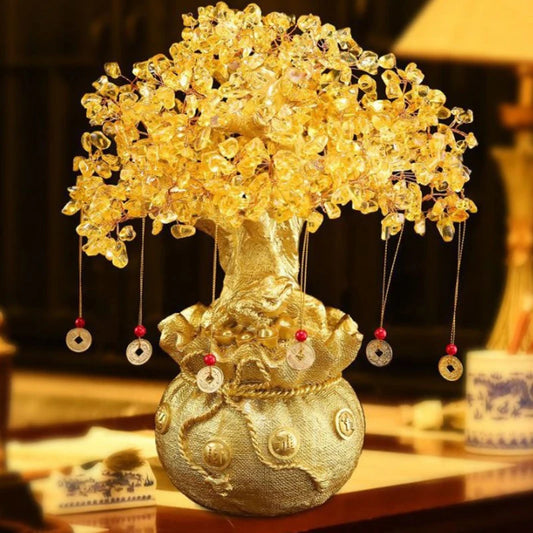 Yellow Crystal Fortune Tree - Feng Shui Decoration for Prosperity